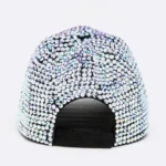 Back view of Full Stone Iconic AB Violet Baseball Cap with sparkling rhinestones.