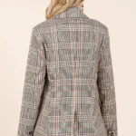 Back view of Mittoshop plaid blazer showing tailored relaxed fit and shoulder seams