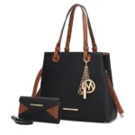 Front view of MKF Kearny Women’s Tote Handbag and Wallet Set by Mia K — elegant designer tote with gold-tone hardware