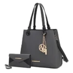 Front view of MKF Kearny Women’s Tote Handbag and Wallet Set by Mia K — elegant designer tote with gold-tone hardware