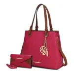 Front view of MKF Kearny Women’s Tote Handbag and Wallet Set by Mia K — elegant designer tote with gold-tone hardware