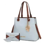 Front view of MKF Kearny Women’s Tote Handbag and Wallet Set by Mia K — elegant designer tote with gold-tone hardware