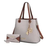 Front view of MKF Kearny Women’s Tote Handbag and Wallet Set by Mia K — elegant designer tote with gold-tone hardware