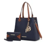 Front view of MKF Kearny Women’s Tote Handbag and Wallet Set by Mia K — elegant designer tote with gold-tone hardware
