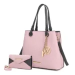 Front view of MKF Kearny Women’s Tote Handbag and Wallet Set by Mia K — elegant designer tote with gold-tone hardware