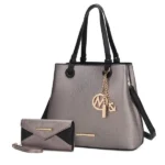 Front view of MKF Kearny Women’s Tote Handbag and Wallet Set by Mia K — elegant designer tote with gold-tone hardware