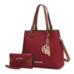 Front view of MKF Kearny Women’s Tote Handbag and Wallet Set by Mia K — elegant designer tote with gold-tone hardware
