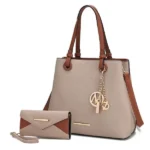 Front view of MKF Kearny Women’s Tote Handbag and Wallet Set by Mia K — elegant designer tote with gold-tone hardware