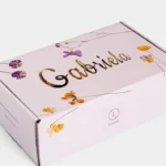 Lavender spa gift box personalized with recipient’s name for luxury bath and body gifting
