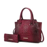 MKF Collection Viridiana Croc-Embossed Tote Bag in faux leather, featuring a structured silhouette, croc-embossed texture, dual top handles, and spacious interior for a stylish and versatile everyday carry.