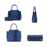 MKF Collection Viridiana Croc-Embossed Tote Bag displayed from all sides, highlighting the structured silhouette, croc-embossed texture, and versatile design for functional and stylish everyday use.