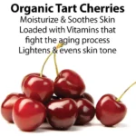 Organic chocolate cherry face mask in a skincare jar shown with fresh cherries, antioxidant-rich clean beauty treatment designed to hydrate, brighten, and boost radiant glowing skin for a luxurious at-home spa experience.