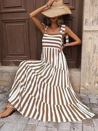 Striped Sleeveless Maxi Dress