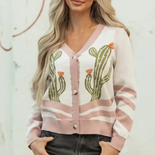 Paulina Desert Cactus Front Sweater