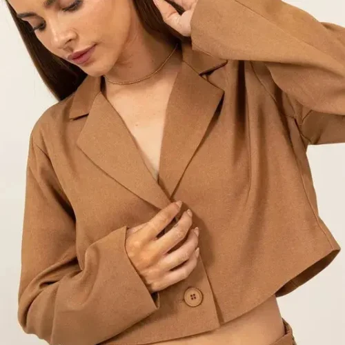 HYFVE Cropped Button-Down Blazer