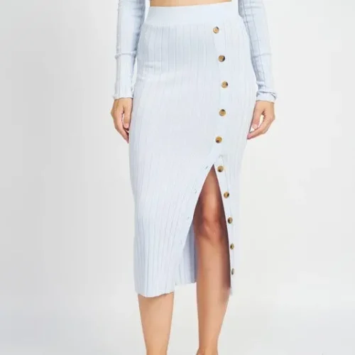 MIDI SKIRT WTIH SIDE BUTTON DETAIL