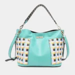 Nicole Lee USA Quihn designer tote bag front view showcasing sleek structured shape, elegant finish, and fashionable everyday handbag design