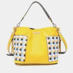 Nicole Lee USA Quihn designer tote bag front view showcasing sleek structured shape, elegant finish, and fashionable everyday handbag design