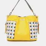 Nicole Lee USA Quihn designer tote bag front view showcasing sleek structured shape, elegant finish, and fashionable everyday handbag design