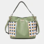 Nicole Lee USA Quihn designer tote bag front view showcasing sleek structured shape, elegant finish, and fashionable everyday handbag design