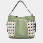 Nicole Lee USA Quihn designer tote bag front view showcasing sleek structured shape, elegant finish, and fashionable everyday handbag design