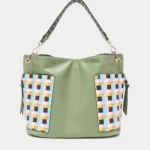 Nicole Lee USA Quihn designer tote bag back view highlighting sleek structure, minimalist detailing, and versatile everyday handbag design