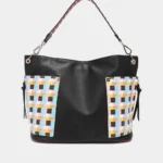 Nicole Lee USA Quihn designer tote bag back view highlighting sleek structure, minimalist detailing, and versatile everyday handbag design