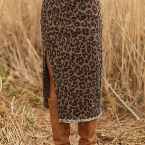 Jadecara Frayed Midi Skirt
