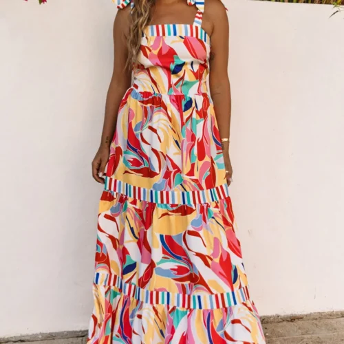 Milan Striped Trim Maxi Sundress
