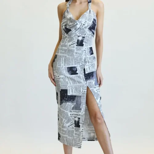 Elsie Newspaper Print Dress